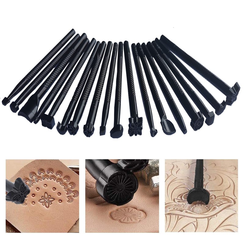yuentoen 20 Pieces Leather Punching Tool Set, Leather Embossing Stamp,
