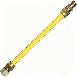 24 Inch (1"OD) 3/4"MIP x 3/4"FIP Flexible Gas Line Adapter,High Flow Full Port Appliance Gas Connector,Stainless Steel Coupling Tubing for Gas Pipe,Hot Water Heater,Range Stove Fits Indoor and Outdoor