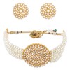 Aheli Pearl Diamond Gargantilla Collar con pendientes redondos Set Regalo