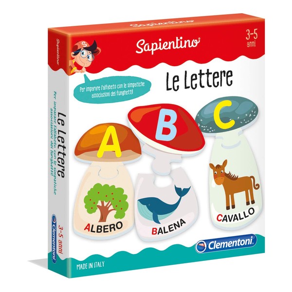 Clementoni Sapientino Le Lettere, 11964 Letter Learning Game, Interlocking Children, Illustrated Tiles, Educational Game 3 Years, Made in Italy