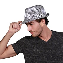 Shine Bright with The LED Sequin Fedora Hat - 5 Wicked White Flashing LEDs