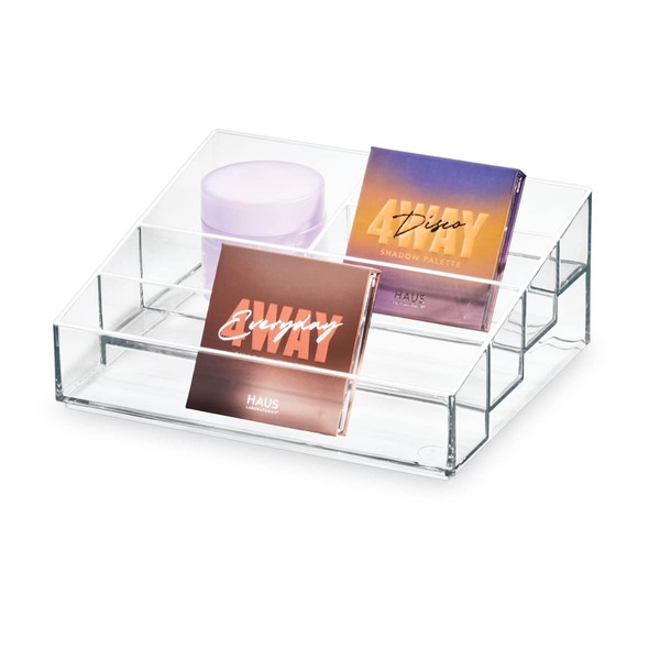 iDesign, Sarah Tanno Signature Series 5 compartment beauty organiser, plastic storage for nail polishes of different sizes, transparent, 16.5 x 20.1 x 8.2 cm.