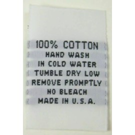 Sean Label 250 pcs SATIN PRINTED CLOTHING SEWING LABEL TAGS 100% COTTON - HAND WASH COLD