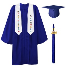 GraduatePro Kindergarten Graduation Cap and Gown Stole Package 2024 Tassel Set for Kids Royal 27