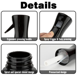 Zuhose Continuous Spray Bottle, 6.8OZ /200ML Hair Mister Spray Bottle, Mist Spray Bottle for Hair, Fine Mist Water Spray Bottle for Salons,Barber, Plants, Skin Care, Cleaning(Black,2 Pack)