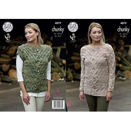 King Cole Ladies Chunky Knitting Pattern Womens Cable Knit Sweater & Top (4879)