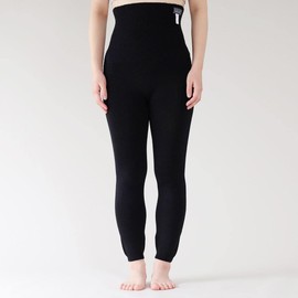 Kurashikinu Harapan Long Type Inner Silk Outer Wool Belly Wrap Pants, Made in Japan, Black