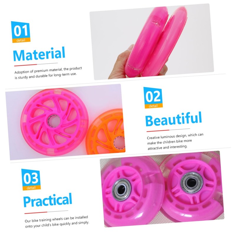 BIUDECO 2pcs Training Wheels for Boys and Girls Glowing Auxiliary