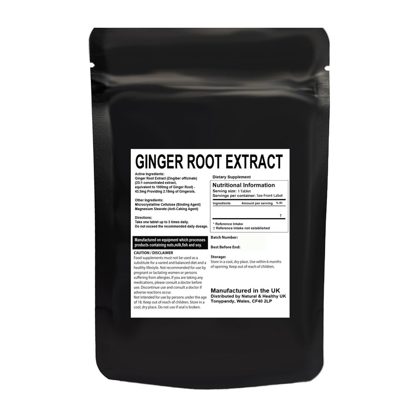 Ginger Root Extract 1000mg, 120 Tablets, Letterbox Friendly