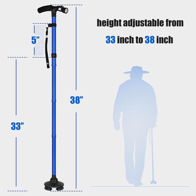 RUNZI Folding Cane with Led Light, Adjustable Canes and Walking