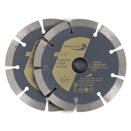 PRODIAMANT set of 2 universal diamond cutting disc 125mm 5 inch x 22.2 mm concrete, stone, brick 5 inch diamond disc 10mm segment