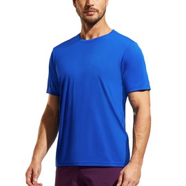Haimont Men's Athletic Running Shirts Quick Dry Short Sleeve UPF 50+ Sun Protection UV Fishing Hiking T-Shirts, Royal Blue, L