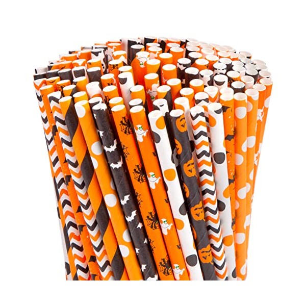 HANSGO 180PCS Halloween Paper Straws, Paper Drinking Straws Party Straws