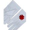 Masonic Knight Templar Red Nordic Cross White Cotton Embroidered Glove,