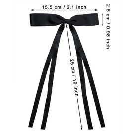 Hair Ribbon Clip for Women Penta Angel 2Pcs Hair Bow Bowknot Tassel Alligator Barrette with Long Tail Decorative Hair Styling Accessory for Girls Wedding Party Decor (Black, Beige)