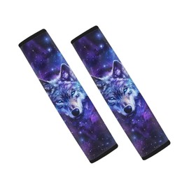 Biyejit Galaxy Wolf Car Seat Belt Pads Cover for Women, Soft Comfort Seat Belt Cushion Shoulder Backpack Straps for Adults Girls 2 Packs