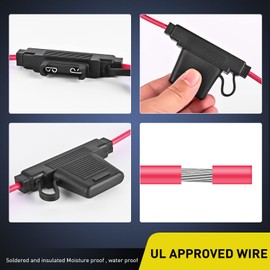 Nilight Nilight 2PCS Inline Maxi Fuse Holder 10 Gauge AWG Tin Plated Copper 12V Inline Fuse Holder 30A 40A Maxi APX Fuse IP67 Waterproof Maximum 60A Fuse Link for Car Truck Marine Boat