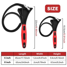 QWLWBU 2 Pcs Strap Wrench Set,Adjustable Rubber Strap Wrench with Max Diameter 4" (Small) and 6"(Large), Oil Fil-ter Wrench Set,Jar Opener for Weak Hands,Shower Head Wrench, Water Filt-er Wrench