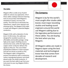 30 CM - Guitar Bass Instrument Cable Custom Made by WORLDS BEST CABLES – Using Mogami 2524 Wire and Neutrik NP2RX-B & NP2X-B ¼ Inch (6.35mm) Gold TS Connectors