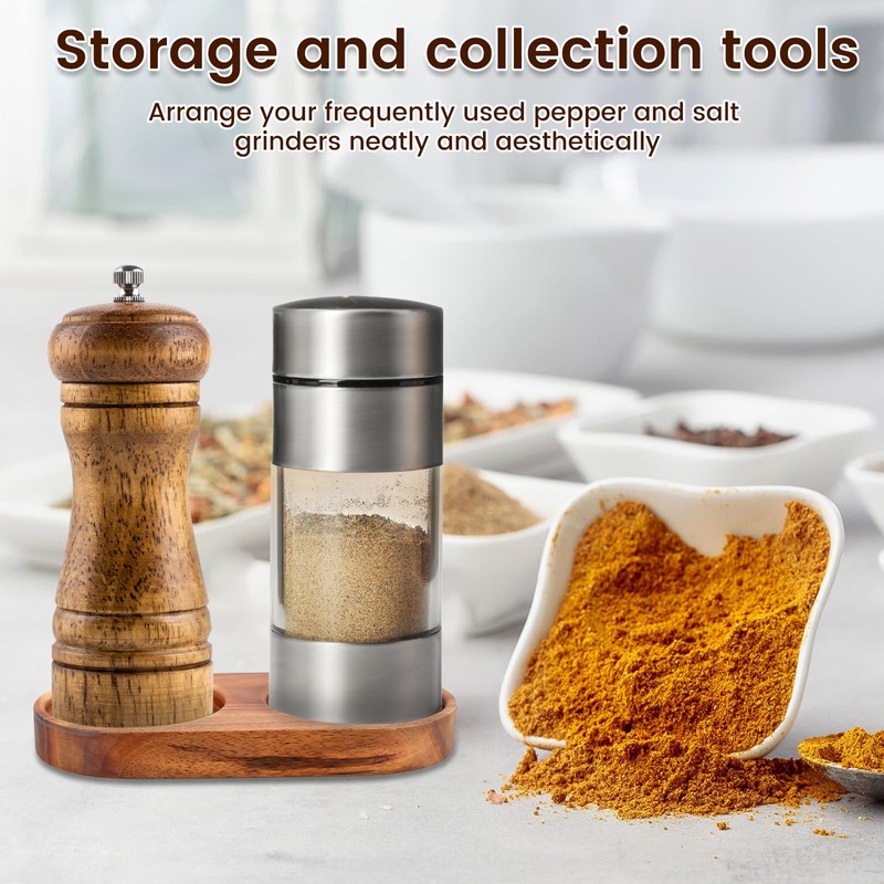 Salt and Pepper Mill Tray Wood Pepper and Salt Mill