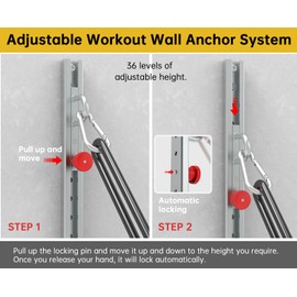 Adjustable Resistance Band Anchor Workout System - Wall Mount Pulley Anchor for Physical Therapy, Warmups, and Athletic Training