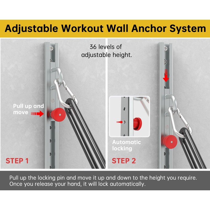 Adjustable Resistance Band Anchor Workout System - Wall Mount Pulley