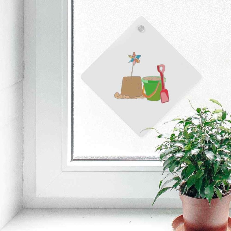 'Bucket, Spade sand castle ' Suction Cup Car Window Sign