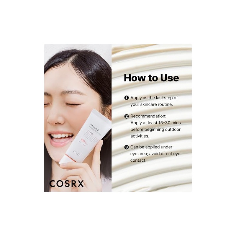 COSRX Vitamin E Sunscreen 2 Pack, Natural Glow Face Sunscreen
