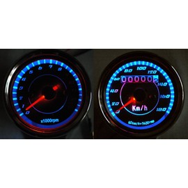 LED ミニ スピードメーター & タコメーター 【ADVANTAGE】 汎用 バイク 電気式 機械式 (スピードメーター（機械式）＋タコメーター（電気式）)