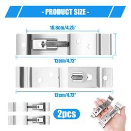 OUZHOU 2 Pcs Number Plate Clips, Trailer Number Plate Holder, Stainless Steel Number Plate Clips, Frame Number Plate Holders Stainless Spring Loaded Steel for Trailers Caravans Trucks