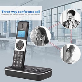 D1002 Tam-T Teléfono inalámbrico de 3 Auriculares con contestador automático Identificador de Llamadas/Llamada en Espera Pantalla LCD de 1,6 Pulgadas,