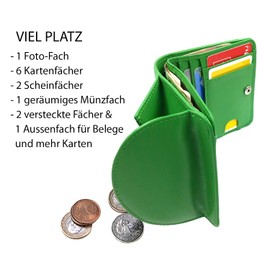 FreeHaveFun Women's Purse Small Many Compartments Leather Green with RFID Blocker, Green, Minimalist