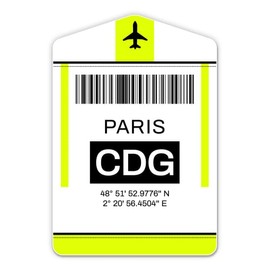 Squiddy Paris Charles de Gaulle Airport Code CDG Travel Luggage Tag - Vinyl Sticker for Car, Laptop, Notebook (5" high)