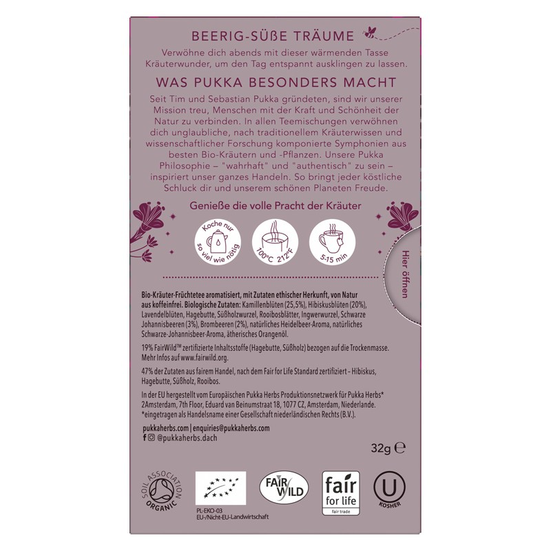 Pukka Tea Organic Herbal Fruit Tea "Night Time Berry", Pack