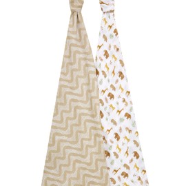 aden + anais™ essentials cotton muslin 2 pack swaddle blanket elephant circus (Tanzania)