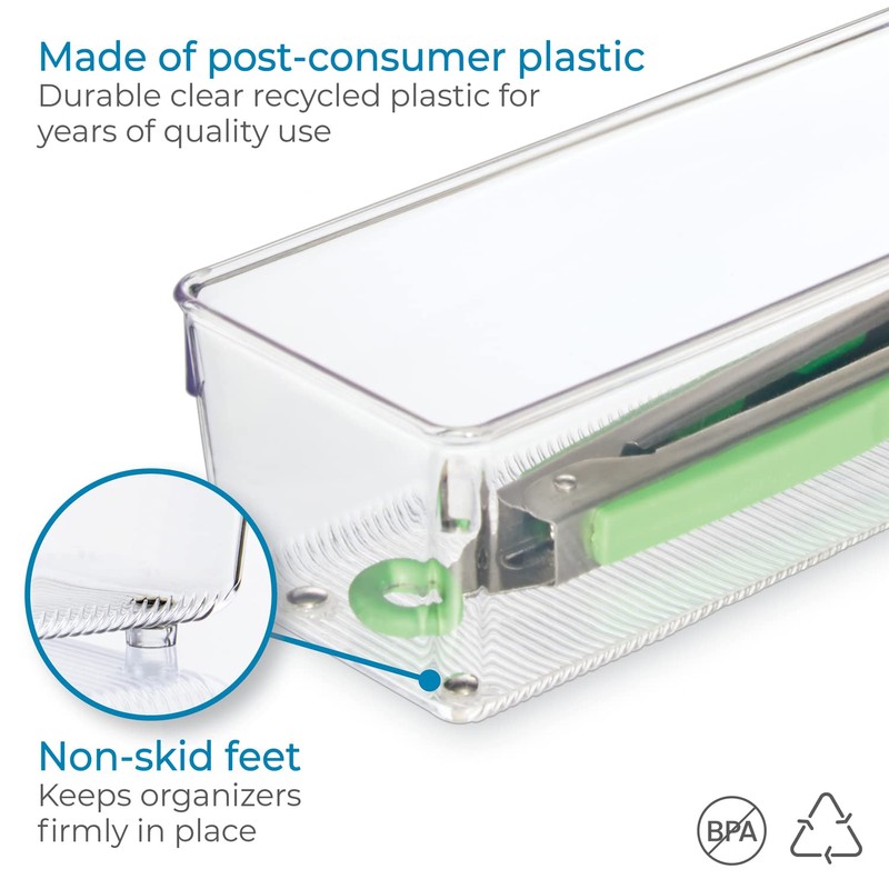 iDesign Recycled Plastic Drawer Organizer, Set of 2, The Linus
