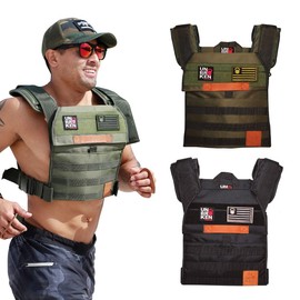 Unbrokenshop.com Adjustable Weighted Vest with Sand Plates (Combo), WOD CrossFit, Weight Plates Carrier for Strength and Endurance Training and Running. For Men or for Women, 2 Patches Included [Green]