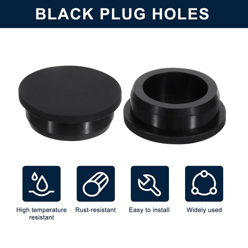 sourcing map 2 Pcs Black Plug Holes, Waterproof Rubber Button