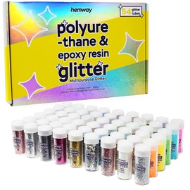 Hemway 54 Glitter Tube Glitter Crystal Box for Polyurethane and Epoxy Resin, Craft, Nail, Jewellery, Art Supplies, Decoration, Shaker Tubes - (54 x 0.34oz/9.6g)
