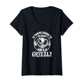 Womens Grizzly Bear Shirt | Funny Camping Hiking Bears T-Shirt V-Neck T-Shirt