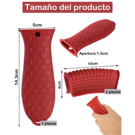 3 Piezas Agarraderas para Cocina, Mango para Sarten,Adecuado para La Mayoría De Las Manijas De Utensilios De Cocina para Proteger Sus Manos De Las Quemaduras De Alta Temperatura(Rojo)