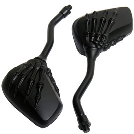 MotorToGo Small 3D Black Skull Hand Rear Motorcycle Mirrors Compatible for Honda Ruckus 50 NPS50