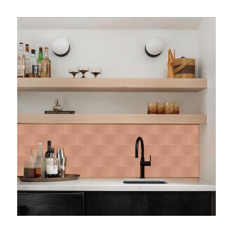 48 Pieces Copper Peel and Stick Backsplash, 3"x6" Metal Backsplash