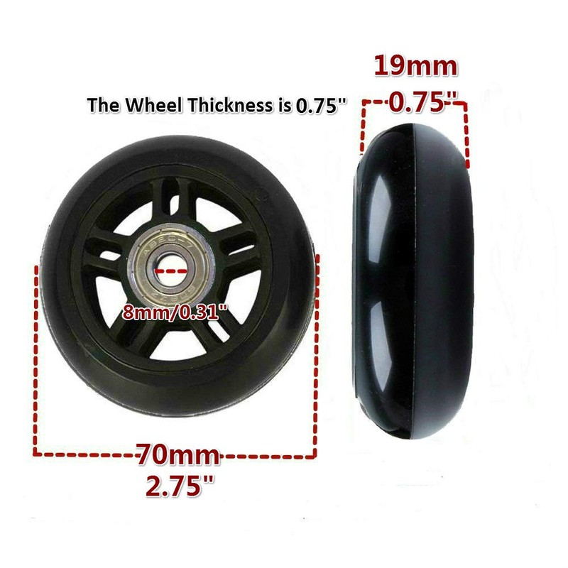ORO 1 Pair Luggage Wheels Replacement 70mm Case Wheels with