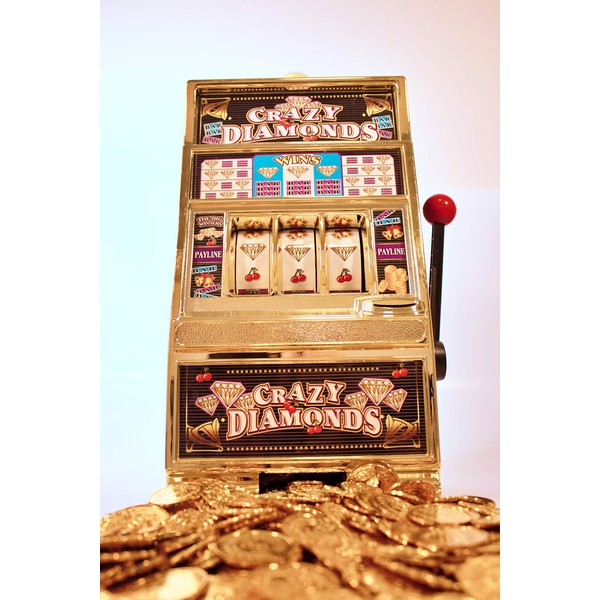 The Fuzzy Friday | Jumbo Slot Machine Plus 50 Metal Gaming Coin Tokens - for Adults and Awesome Casino Party Decoration