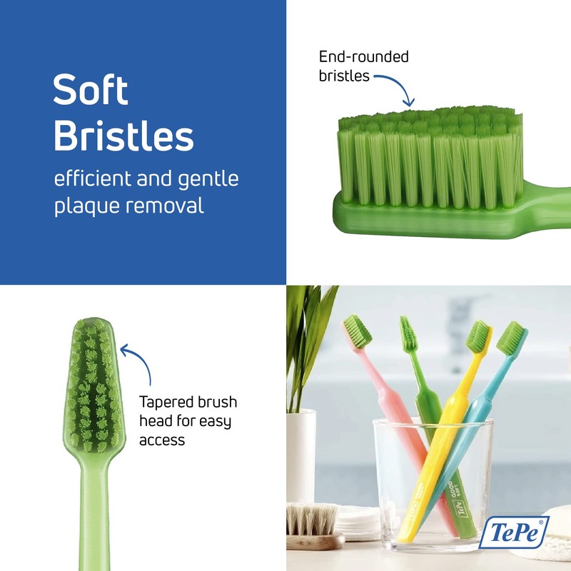 TEPE Good Soft-Bristle Toothbrush for Adults and Teens, Pack of