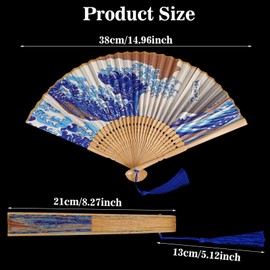 Grevosea Folding Hand Fan for Women and Men- Elegant Bamboo and Silk Fans Wooden Folding Bamboo Gan Hand Fans for Weddings Parties and Home Decor - Chinese and Japanese Inspired Designs