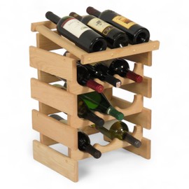 Wooden Mallet 12 Bottle Dakota Display Top Wine Rack, Unfinished