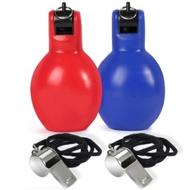 Dingfeiyu Pack of 2 Hand Whistles with 2 Stainless Steel Sports Whistles, Whistle for Trainer, Referee, Sports Teacher, Dog Trainer, Whistle Loud Emergency, Trainer Accessories Football