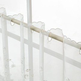 Heichkell Half-Curtain Voile - Short Curtain - Hollow Embroidery Curtain for Kitchen Doors / Corridors - Short Cream Curtain